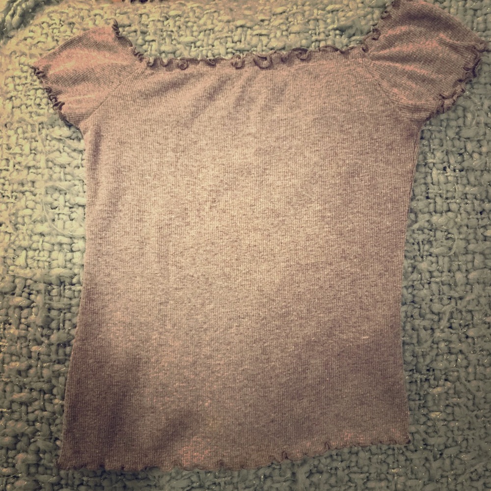 Hollister grey ribbed off the shoulder top